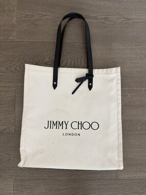 Jimmy Choo Logo Tote Natural/Black